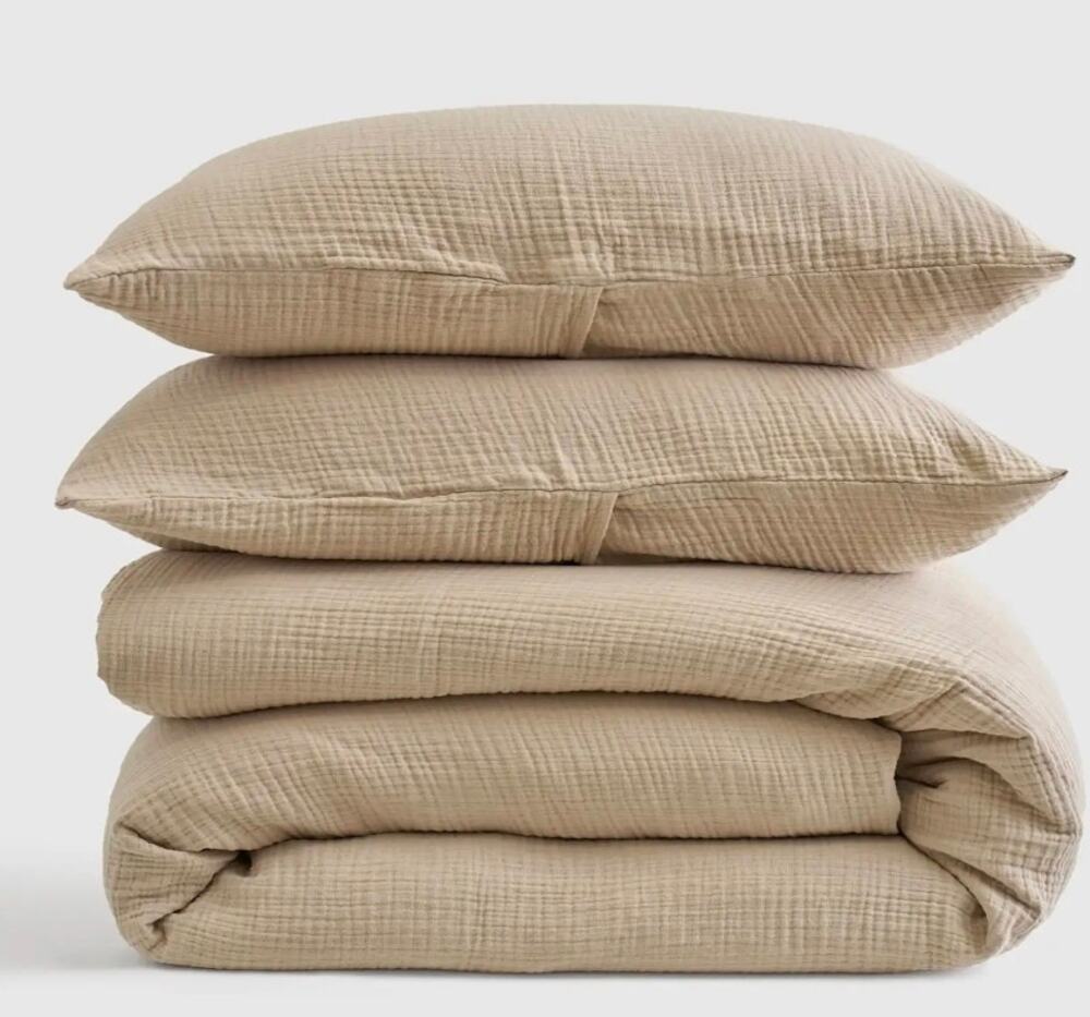 NWT Quince Organic Cotton Gauze Airy Duvet Cover 3Pc Set King Cal King Dune